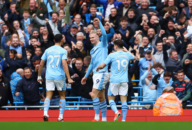 Матеус Нунес, Эрлинг Холанн и Хулиан Альварес. Футболисты Матеус Нунес, Эрлинг Холанн и Хулиан Альварес