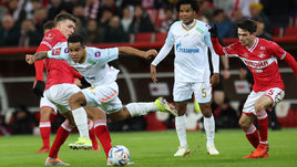 Александр Соболев, Педро, Вильмар Барриос и Данил Пруцев в матче «Спартак» — «Зенит»