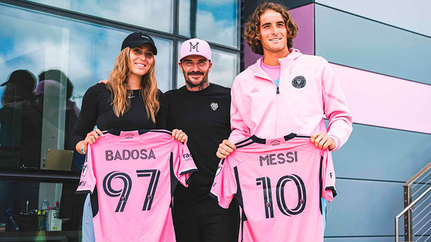 Паула Бадоса и Стефанос Циципас в гостях у Дэвида Бекхэма и его «Интер Майами».