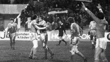 30?октября 1985?года. Москва. Лужники. СССР?- Норвегия?- 1:0. Радость от победы, позволившей получить путевку на ЧМ?1986 в?Мексику.