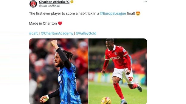 «Чарльтон» поздравил Адемолу Лукмана.