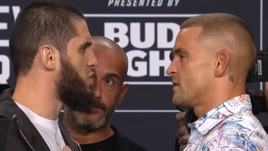 Бойцы UFC Ислам Махачев и Дастин Порье.