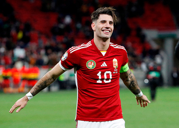 Доминик Собослаи. Футболист сборной Венгрии Доминик Собослаи.