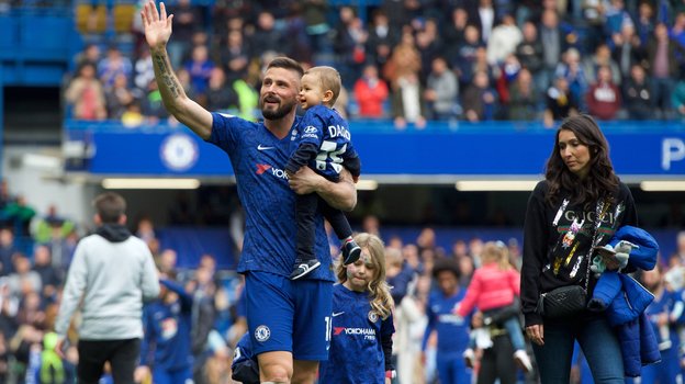 Оливье Жиру с детьми и женой Дженнифер.