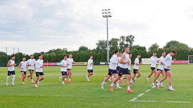 Тренировка сборной Сербии.