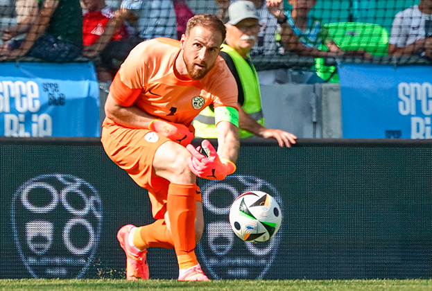 Ян Облак. Голкипер сборной Словении Ян Облак.