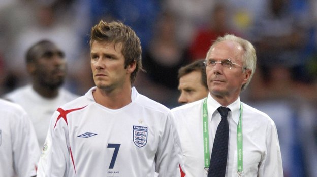 Дэвид Бекхэм и Свен-Еран Эрикссон в сборной Англии.
