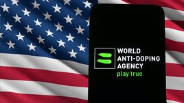 Флаш США и логотип ВАДА