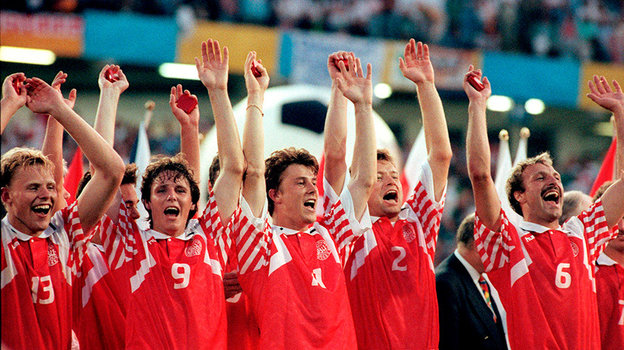 Датчане праднуют победу на Евро-1992.