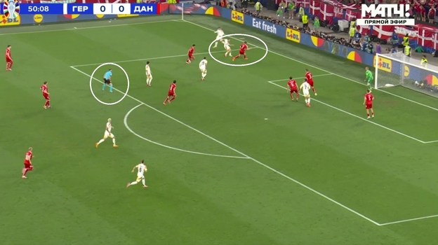 Эпизод матча Германия - Дания.