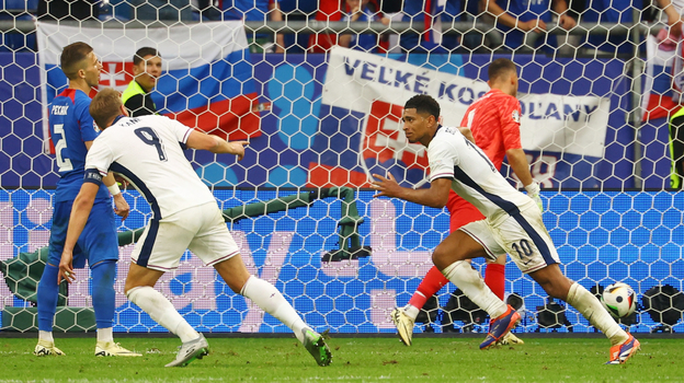 Джуд Беллингем и Харри Кейн празднуют гол.