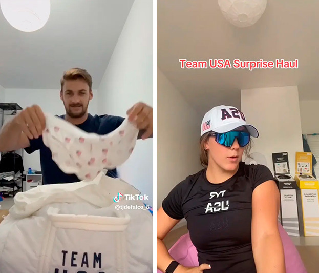 Американские спортсмены Ти Джей Дефалко и Мэрайя Дэниган показывают обновки.