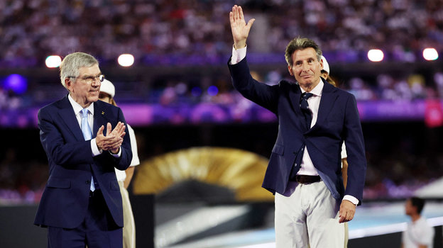 Томас Бах и Себастьян Коу. Томас Бах и Себастьян Коу на церемонии закрытия Олимпиады-2024