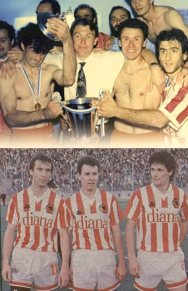 В «Олимпиакосе», с Олегом Блохиным (первая), Геннадием Литовченко и Олегом Протасовым (вторая). В «Олимпиакосе», с Олегом Блохиным (первая), Геннадием Литовченко и Олегом Протасовым (вторая)