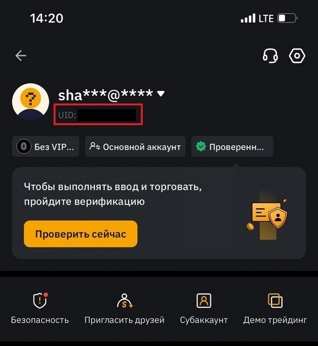 Где найти UID в Bybit.