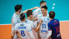 Волейболисты казанского «Зенита» празднуют победу над «Новой»