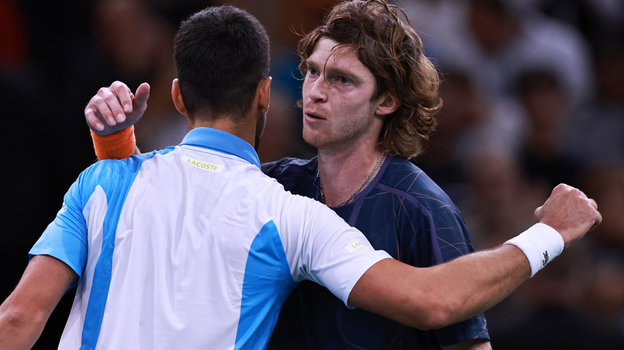 Новак Джокович и Андрей Рублев. Теннисисты Новак Джокович и Андрей Рублев