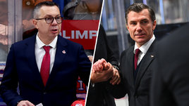 Главные тренеры ЦСКА и «Авангарда» Илья Воробьев (слева) и Сергей Звягин