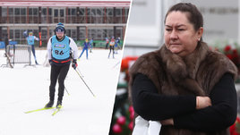 Лыжний Сергей Устюгов и глава Федерации лыжных гонок России Елена Вяльбе