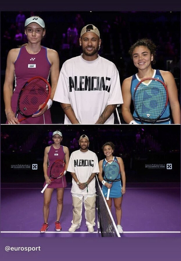 Елена Рыбакина и Ясмин Паолини с Неймаром.