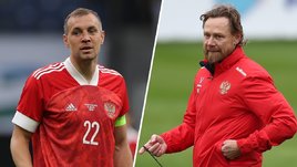 Форвард «Акрона» Артем Дзюба и главный тренер сборной России Валерий Карпин