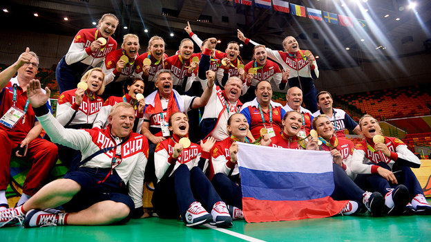 Радость женской сборной по гандболу после победы на Олимпиаде в Рио-де-Жанейро в 2016 году. Радость женской сборной по гандболу после победы на Олимпиаде в Рио-де-Жанейро в 2016 году