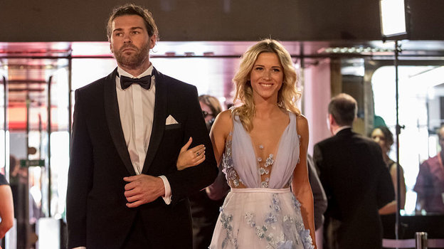 Яромир Ягр и Вероника Копрживова на международном кинофестивале в Карловых Варах в 2016 году.