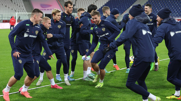 Тренировка сборной России на «Волгоград Арене».