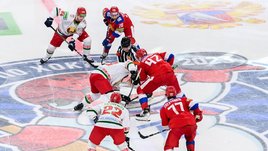 Хоккеисты сборных России и Белоруссии на Кубке Первого канала-2023.