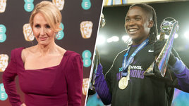 Писательница Джоан Роулинг и замбийская футболистка Барбра Банда