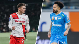 Нападающий «Спартака» Манфред Угальде и полузащитник «Зенита» Клаудиньо.