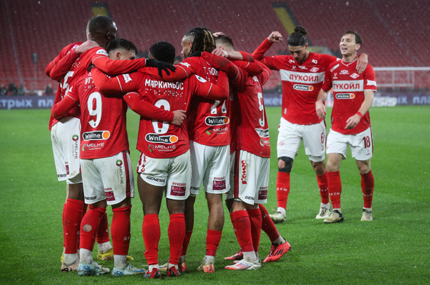 Радость красно-белых в матче «Спартак» — «Локомотив» (5:2). Радость красно-белых в матче «Спартак» — «Локомотив» (5:2)