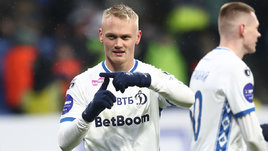 Футболист Константин Тюкавин празднует гол  вматче РПЛ «Динамо» — «Химки» (4:1). 8 декабря. Москва.