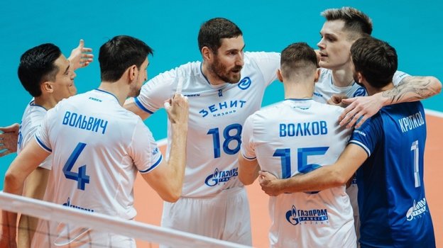 Игрок ВК «Зенит-Казань» празднуют выход в финал Кубка России.