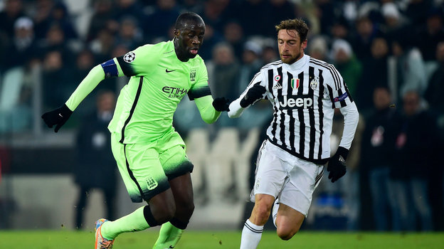 Яя Туре и Клаудио Маркизио в матче «Ювентус» — «Манчестер Сити».