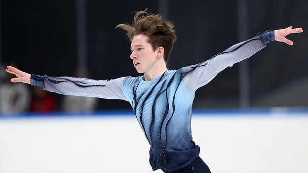 Андрей Мозалев. Центр фигурного катания Этери Тутберидзе. 10 декабря 2024 года. Контрольные прокаты фигуристов группы Этери Тутберидзе. Мужчины.Мужчины. Андрей Мозалев во время выступления.