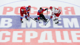 Хокекисты перед матчем Россия — Белоруссия. 2 мая 2022 года. Тула.