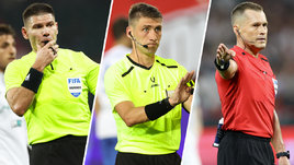 Футбольные судьи Евгений Кукуляк, Егор Егоров и Владислав Безбородов