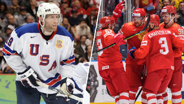 Райан Уитни и хоккеисты сборной России