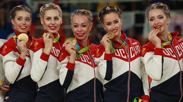 Вера Бирюкова, Анастасия Близнюк, Анастасия Максимова, Анастасия Татарева и Мария Толкачева на Олимпийских играх-2016 в Рио-де-Жанейро. Гимнастки Вера Бирюкова, Анастасия Близнюк, Анастасия Максимова, Анастасия Татарева и Мария Толкачева на Олимпийских играх-2016 в Рио-де-Жанейро