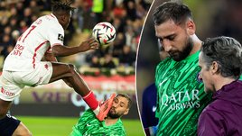 Футболист Уилфрид Синго влетел во вратаря Джанлуиджи Доннарумму в матче «Монако» — «ПСЖ» (2:4). 18 декабря. Монако.