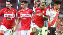 Футболисты Хесус Медина, Даниил Хлусевич, Родриго Саласар и Пабло Солари