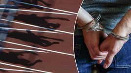 Соревнования по легкой атлетике и арестованный в наручниках