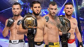 Бойцы ММА Умар Нурмагомедов, Ислам Махачев, Ренато Мойкано и Мераб Двалишвили