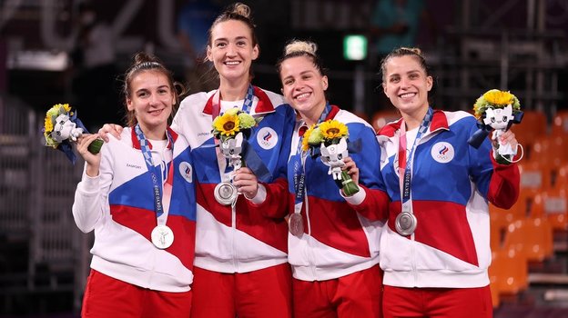 Юлия Козик, Анастасия Логунова, Евгения Фролкина и Ольга Фролкина. Баскетбоистки Юлия Козик, Анастасия Логунова, Евгения Фролкина и Ольга Фролкина на Олимпиаде-2020