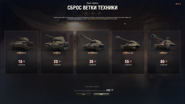 Сброс на примере ветки ИС-7.