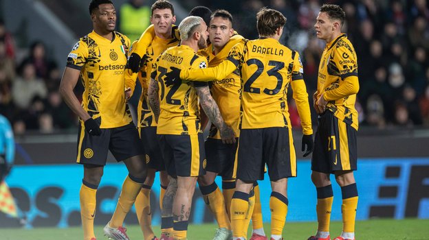 Футболисты «Интера» празднуют гол в ворота «Спарты» в Лиге чемпионов 22 января.