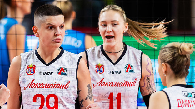 Волейболистки «Локомотива» Эбрар Каракурт и Юлия Бровкина
