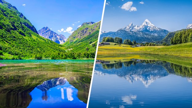 Домбай, Россия; Альпы, Швейцария. Домбай, Россия; Альпы, Швейцария.