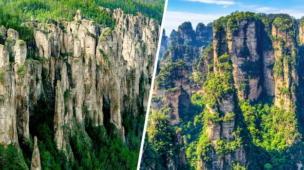 Ленские столбы, Россия; скалы парка «Чжанцзяцзе», Китай. Ленские столбы, Россия; скалы парка «Чжанцзяцзе», Китай.